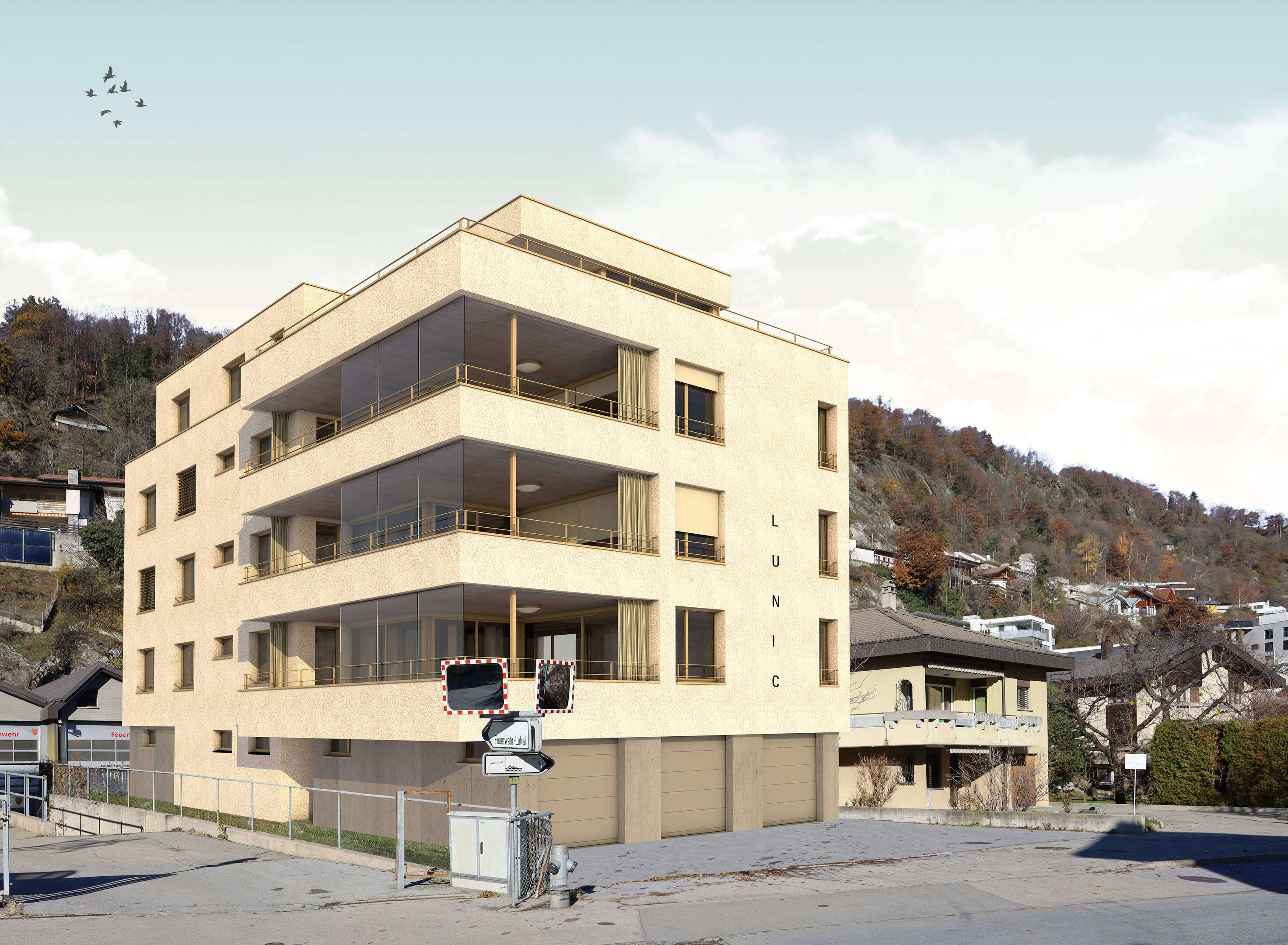 Aussenvisualisierung Lunic - Mehrfamilienhaus in Naters